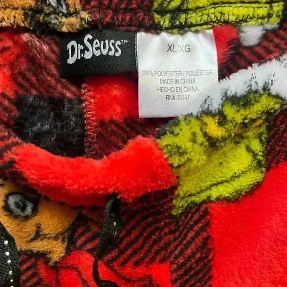 Dr. Seuss The Grinch Fleece Red Holiday Christmas Pajama Pants Men’s Size XL - Picture 3 of 6